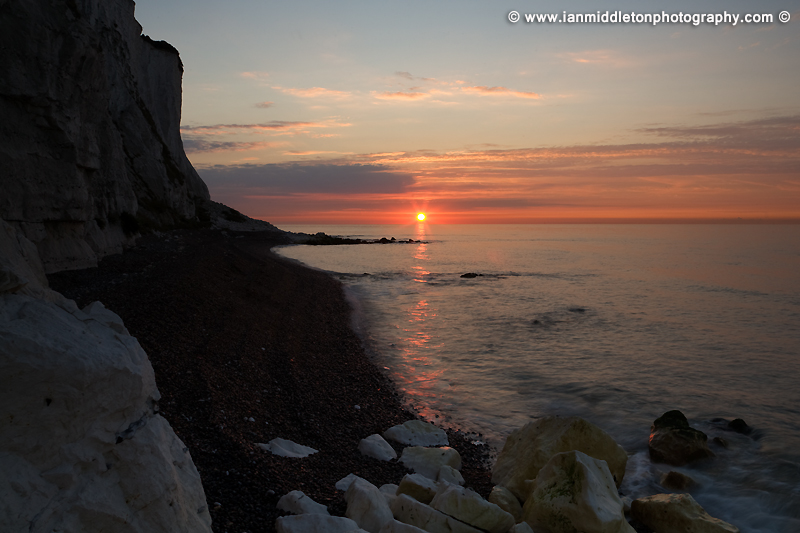 Sunrise at Saint Margaret Bay, at the famous White Cliff of Dover, Kent, England