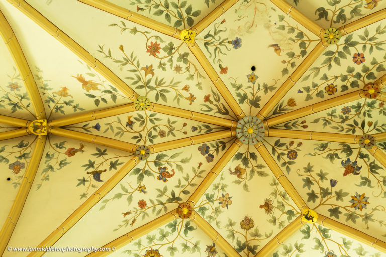 Beautiful frescoes on the vaulted ceiling of Saint Peter's Church in Radovljica, Slovenia.