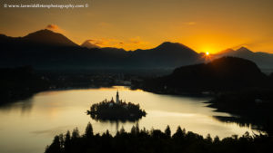 Lake Bled viewpoint from Ojstrica at sunrise