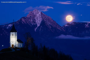 Full Moon over Jamnik Church View