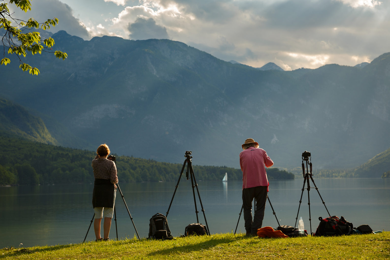 Beautiful light and clouds scattering over Bohinj Lake, ,Triglav National Park, Slovenia.