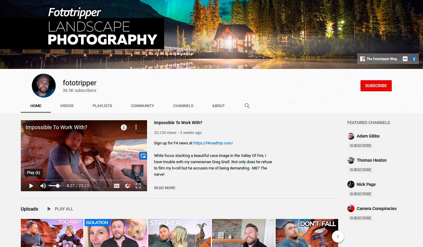 10 Great Photography Youtube Channels - A List By Ian Middleton.