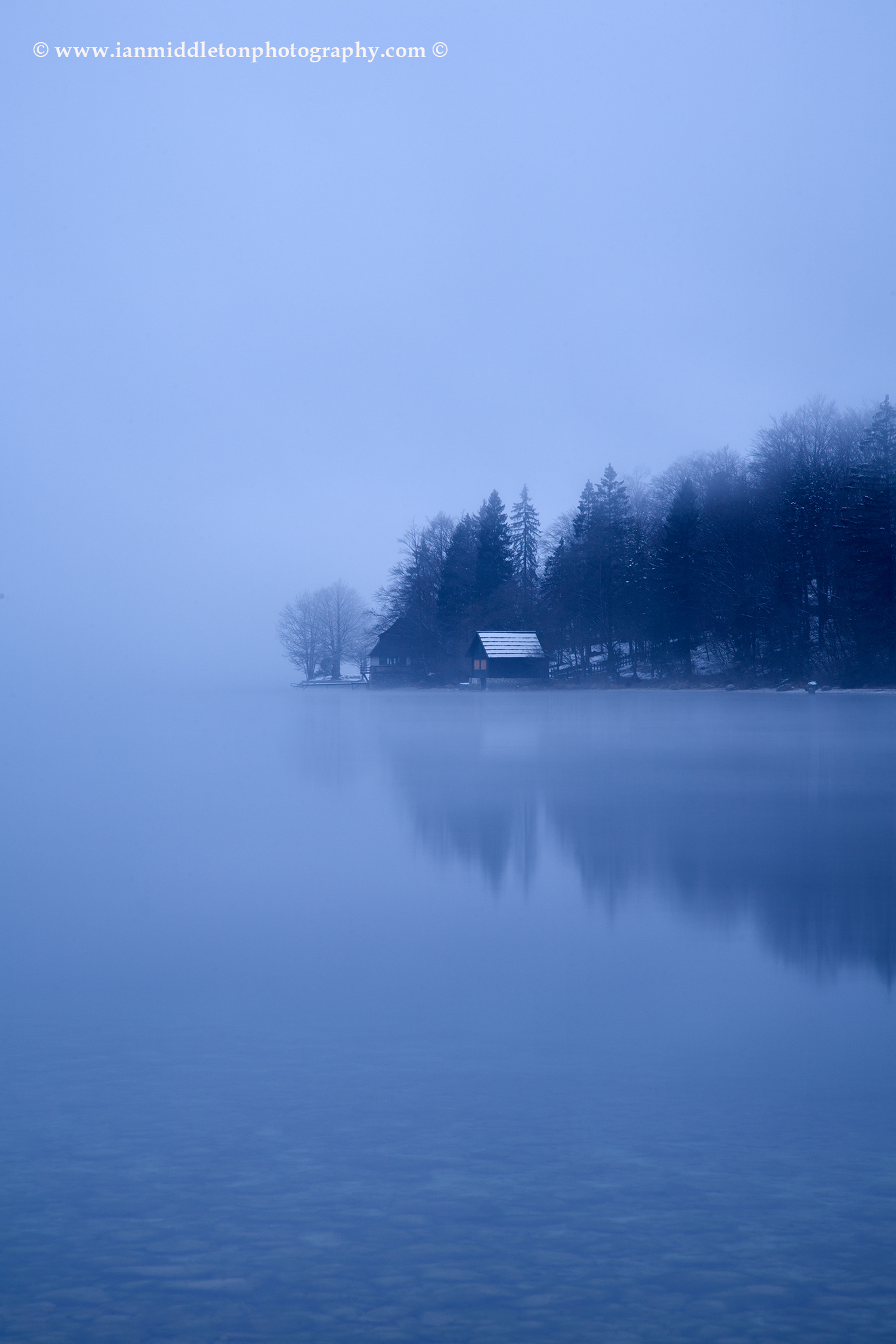 Lake Bohinj at the first dawn of the new year, Triglav National Park, Slovenia. Taken New Year Day 2012.