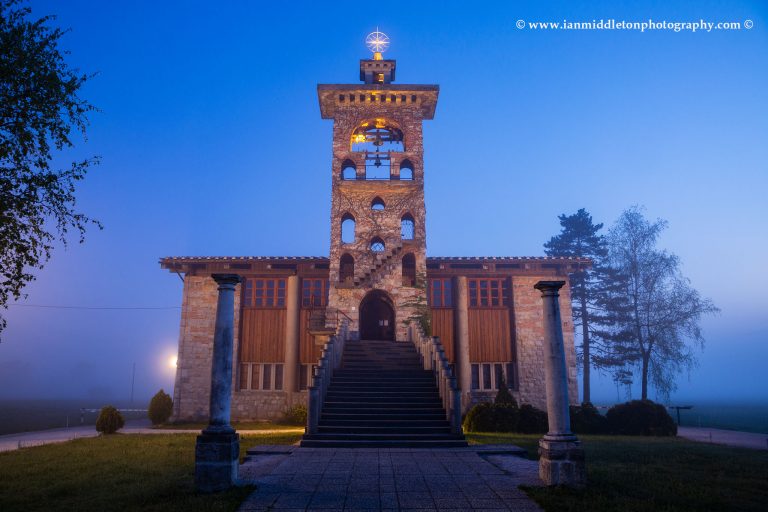 Church of Saint Michael by Joze Plecnik at dawn, Crna Vas, Slovenia.