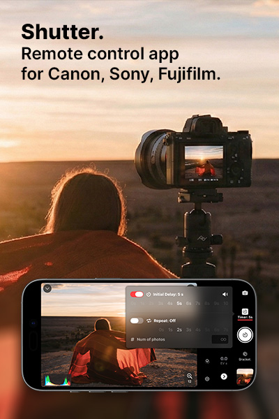 Shutter is an iOS remote control app with pro level features for Canon, Sony & Fujifilm cameras