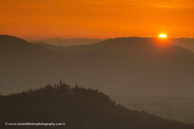 Sunset over church of Maria