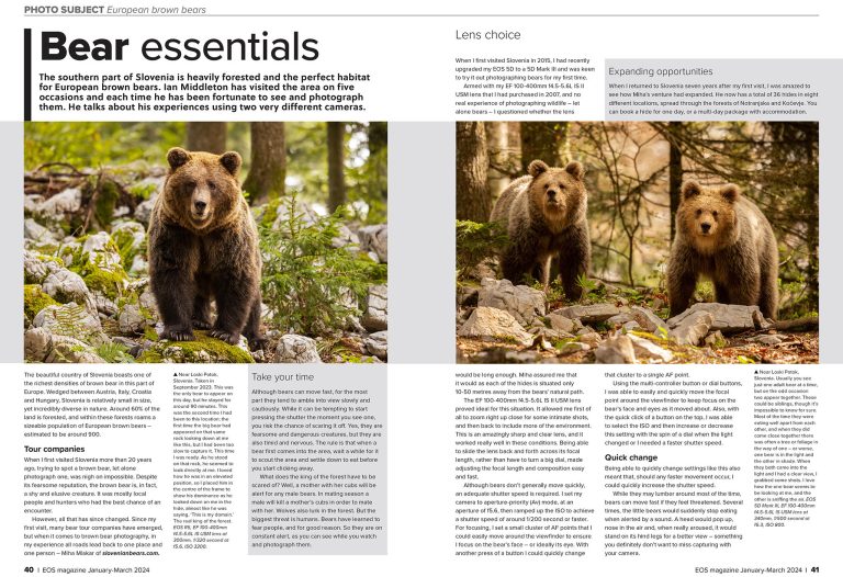 Bear essentials - Article by Ian Middleton for EOS Magazine