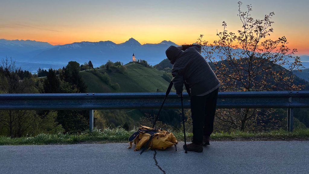 Sunrise at Jamnik Church with my workshop group