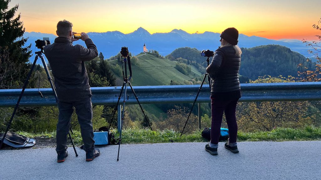 Sunrise at Jamnik Church with my workshop group