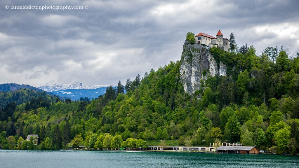 Lake Bled castle and Julian Alps