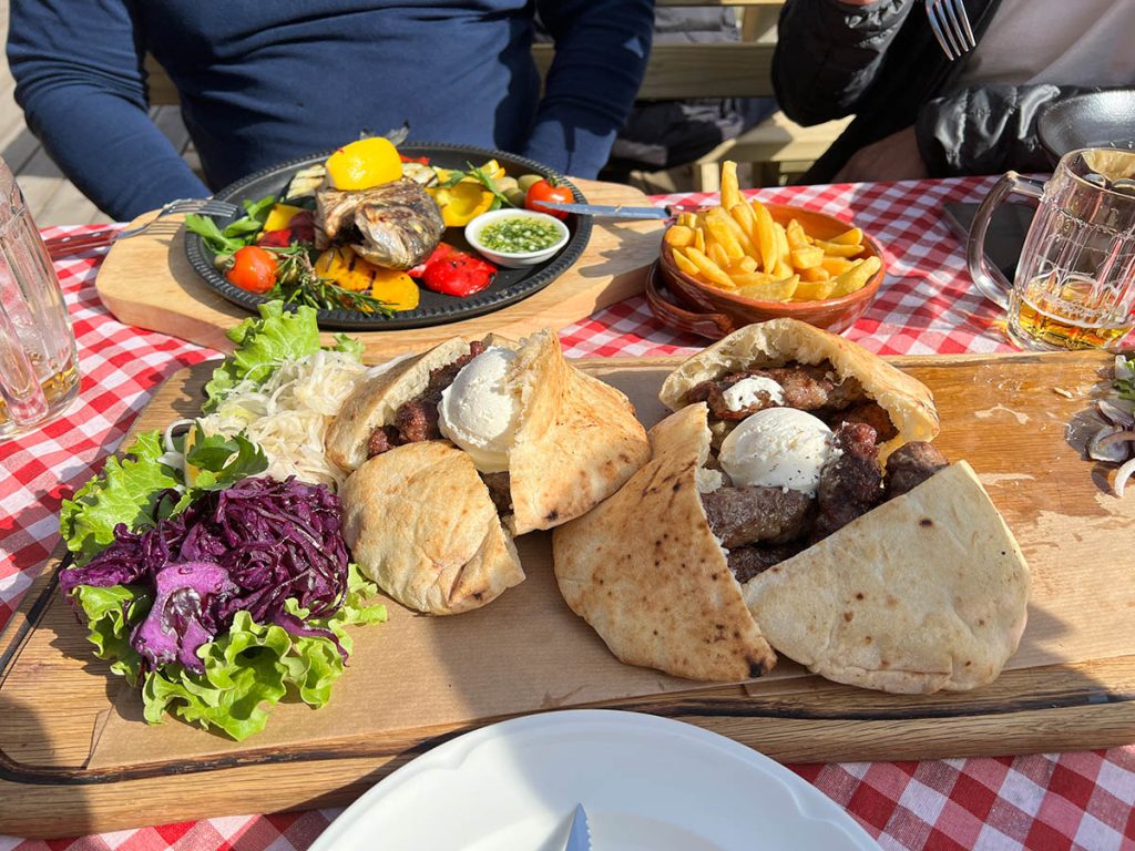 Food at a restaurant in Kranjska Gora