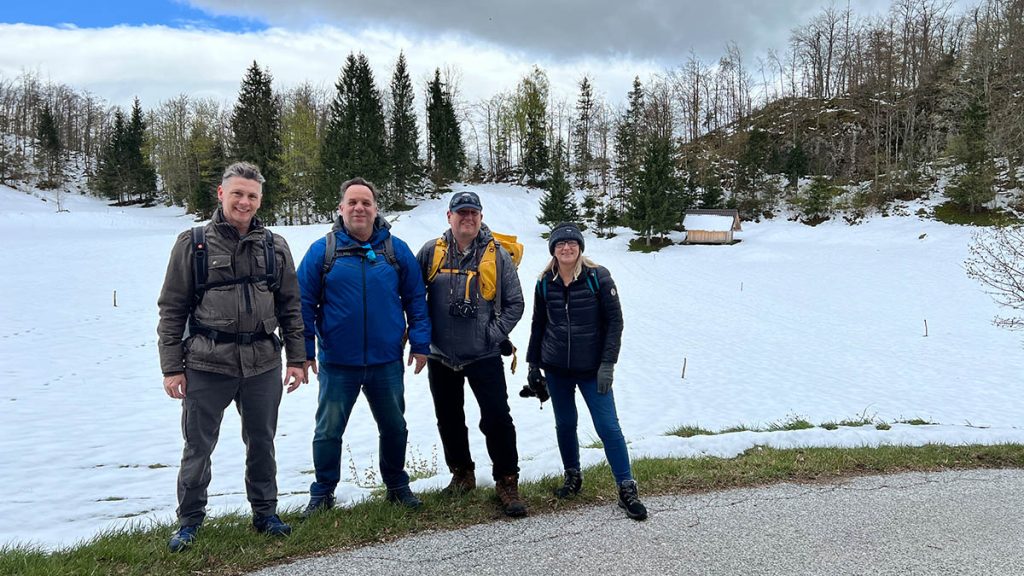 My workshop group on route to Vodnik Lookout over Bohinj