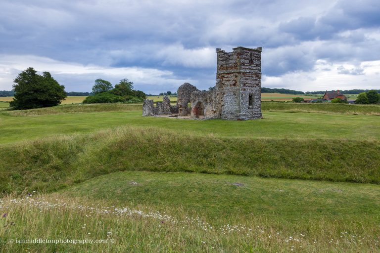 The ruins of Knowlton Church, a 12th century Norman church that was built on the centre of an ancient neolithic henge earthworks.