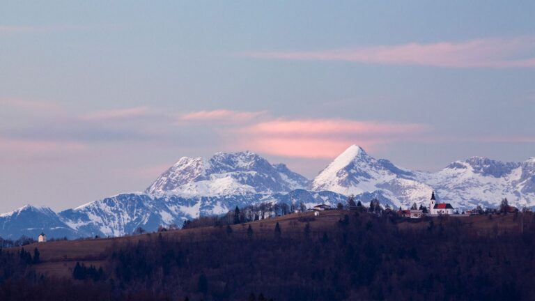 Church of Saint Nicholas with the Kamnik Alps behind