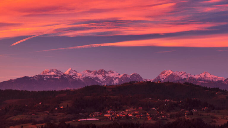 Jance - Kamnik Alps Sunset - Stitched Panorama