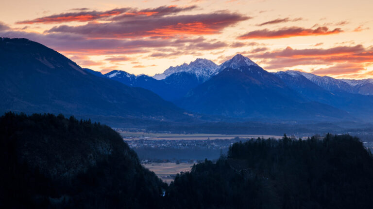 View across to the Kamnik Alps from Mala Osojnica