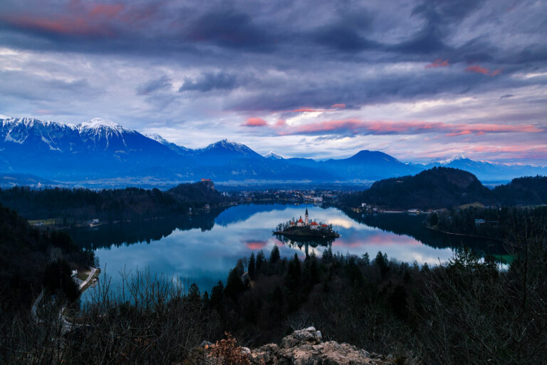 Sunset at Lake Bled from Ojstrica