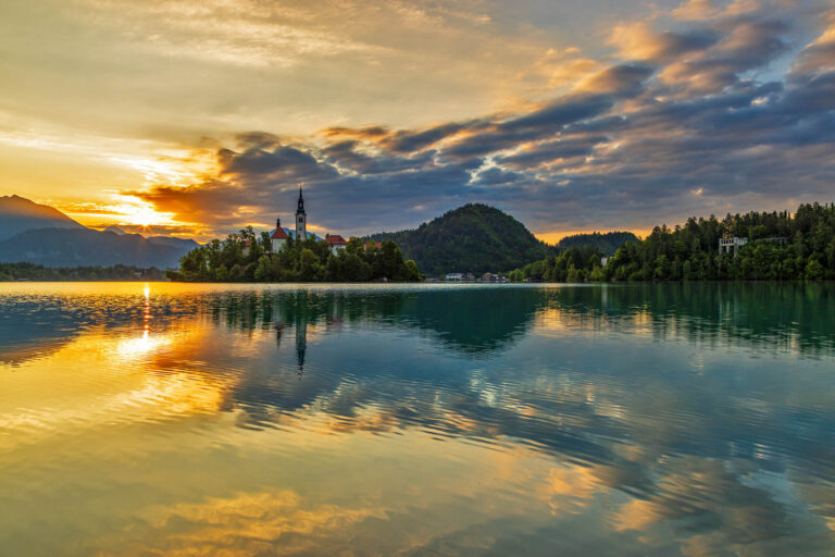 Sunrise at Lake Bled