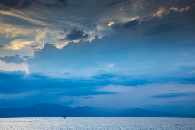 Storm over mainlands from Krk Island, Croatia