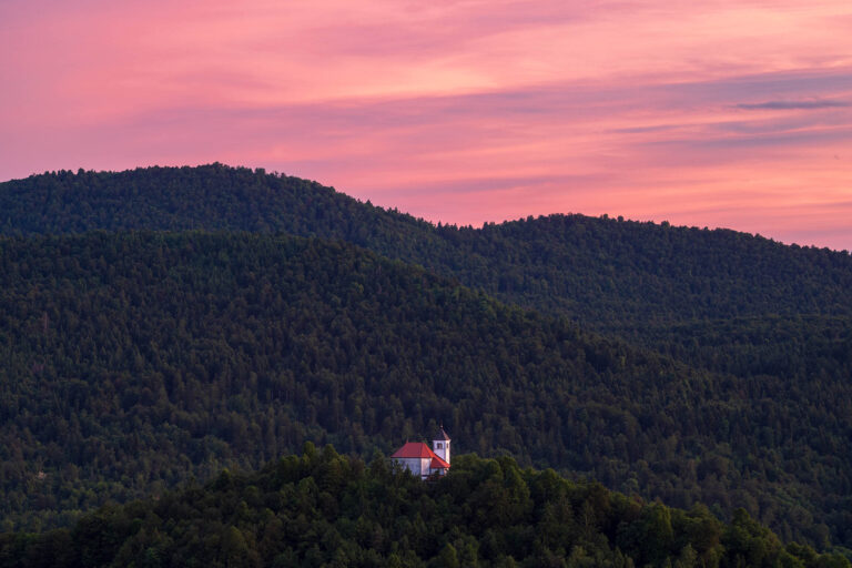 Sunset over the church of Saint Joseph