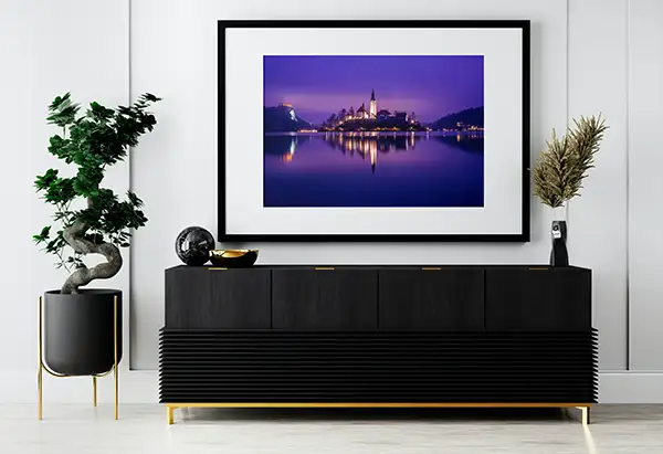 Bled at dusk - framed print