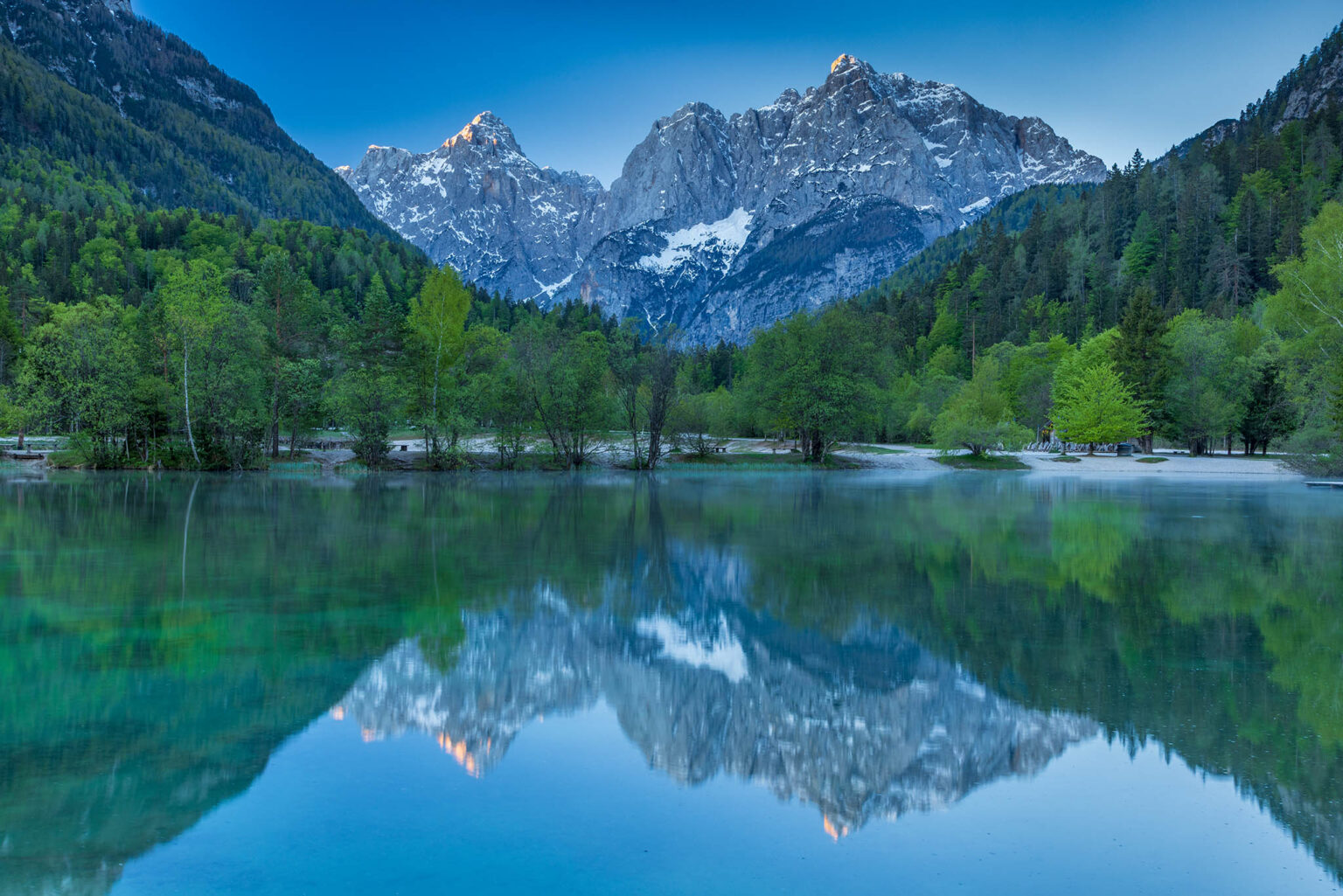 Lake Jasna in spring, near Kranjska Gora, Slovenia