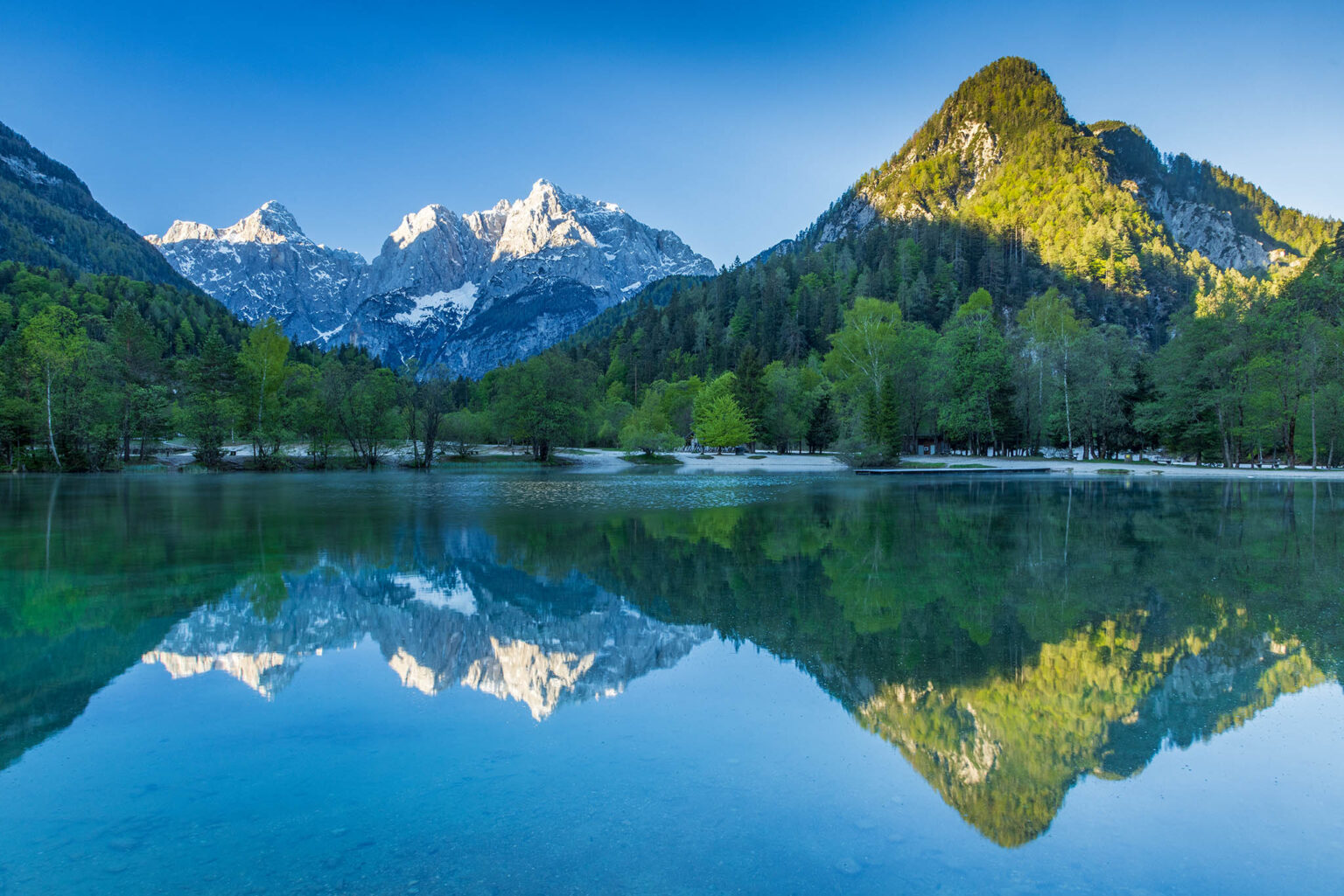 Lake Jasna in spring, near Kranjska Gora, Slovenia