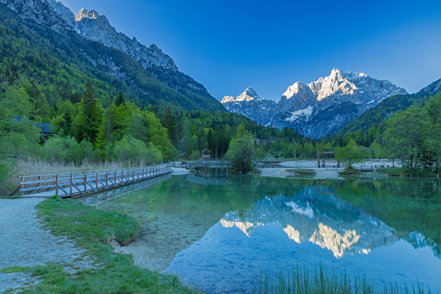 Lake Jasna in spring, near Kranjska Gora, Slovenia