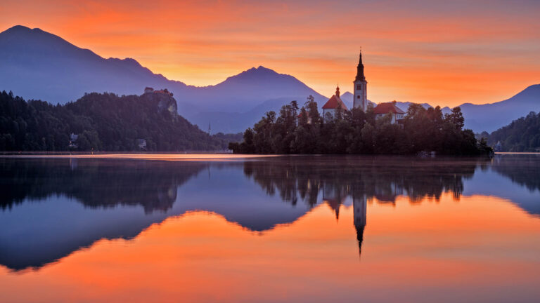 Sunrise at Lake Bled