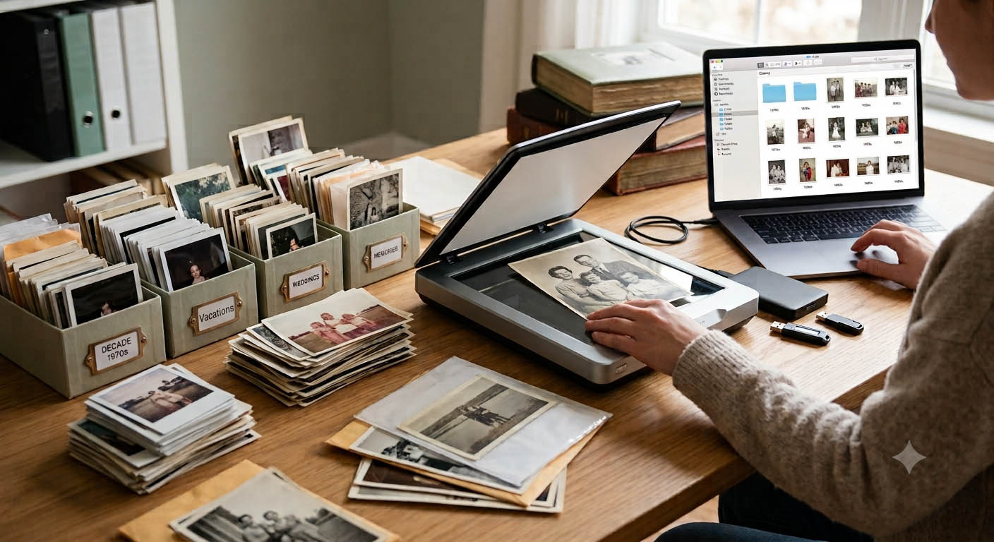 How to organise and digitise decades of family photos
