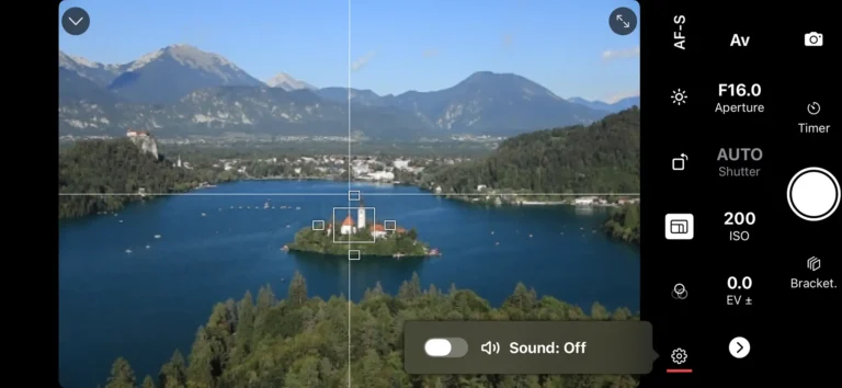 Sound control. Shutter+ App screenshot used on iPhone with Canon EOS R5